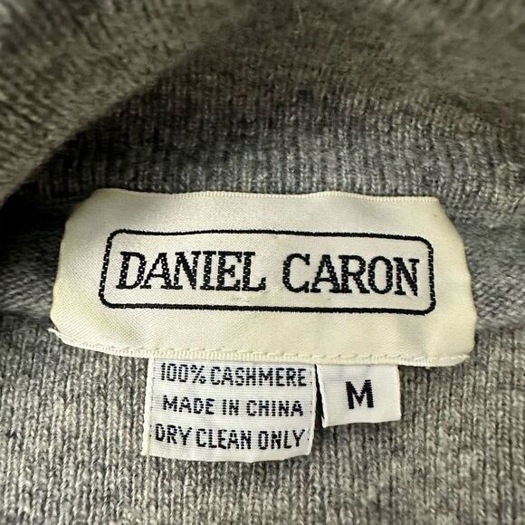 DANIEL CARON Vintage 100% Cashmere Knit Puff Sleeve Sweater sz M gray - Picture 6 of 7